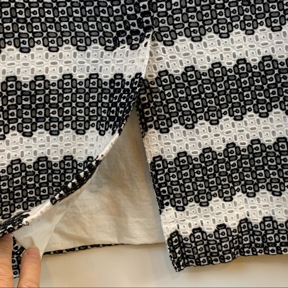 Pure Collection Sleeveless Midi Knee Length Dress. Size 6. Black & White Eyelet - Picture 5 of 11